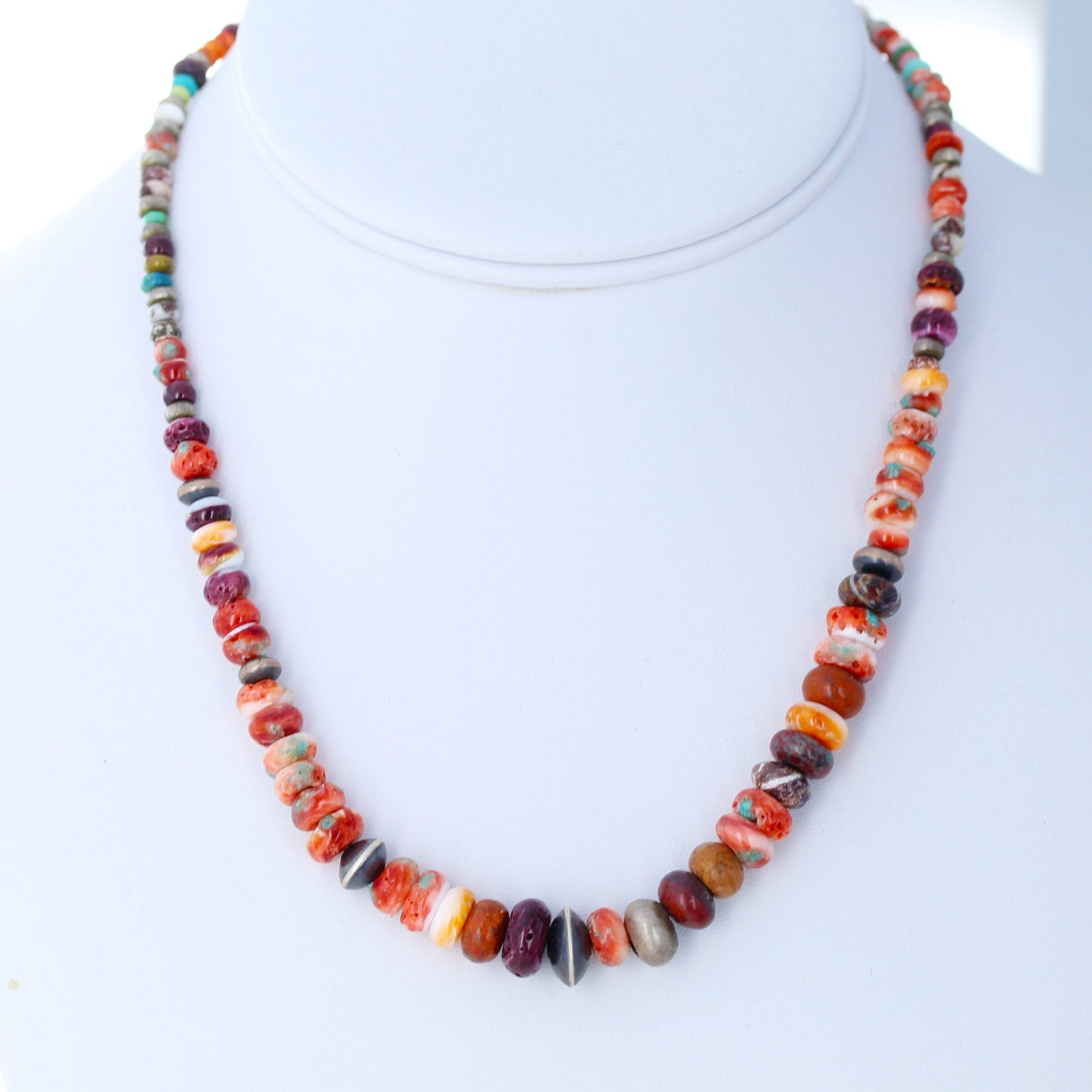 Spiny Oyster Necklace Rondelles Fiesta Colors Mixed 17"