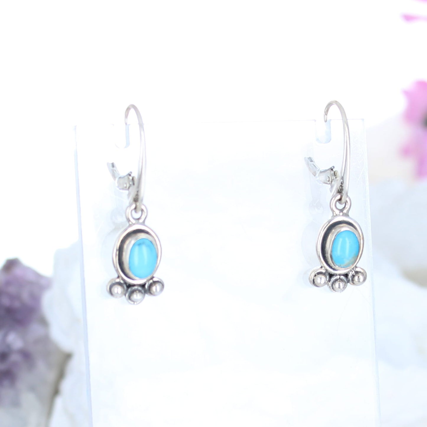 LONE MOUNTAIN TURQUOISE Earrings Boho Sterling -NewWorldGems