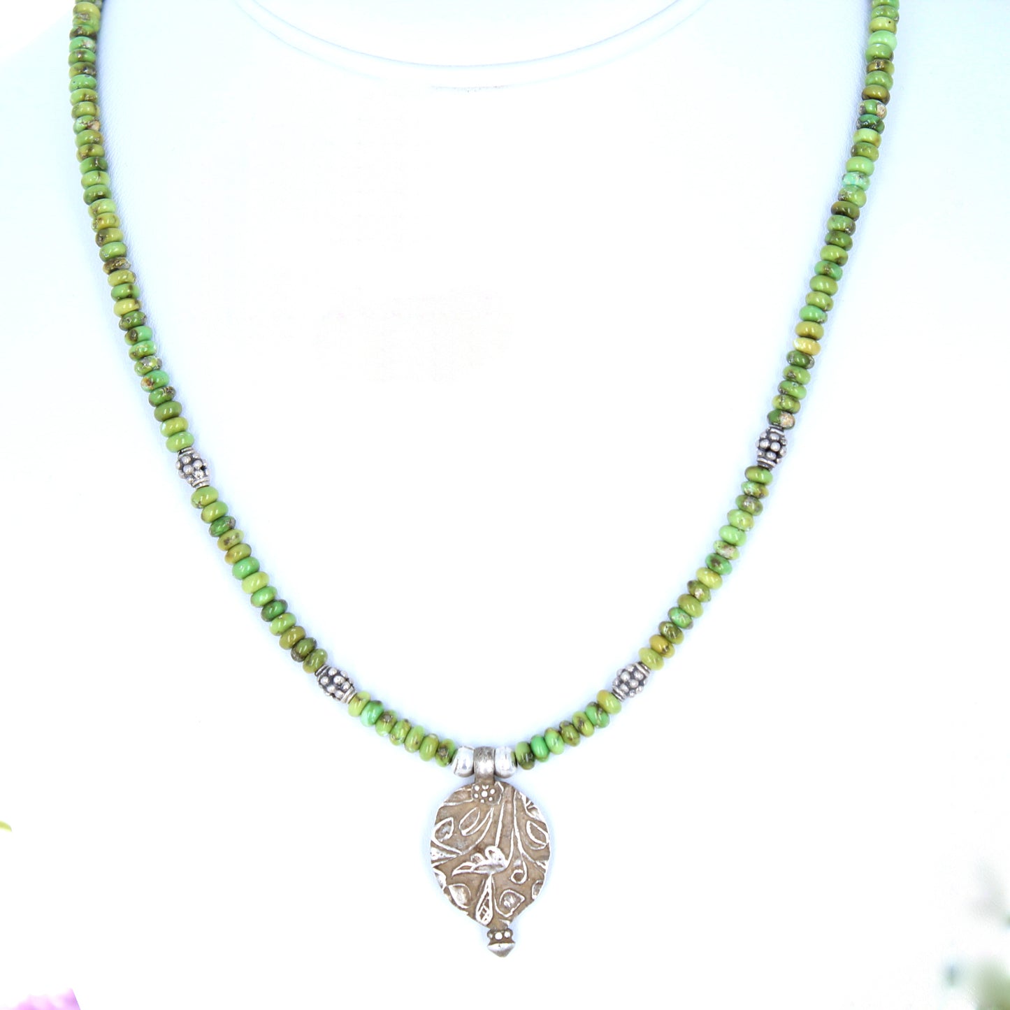SONORAN Gold Turquoise Necklace Vintage Sterling Pendant 4mm