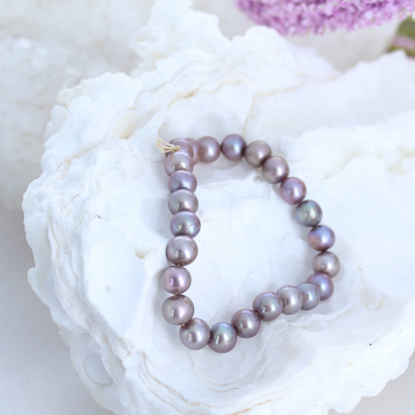 Beautiful Dusty Rose 5mm Semi Round Pearls 5" -NewWorldGems