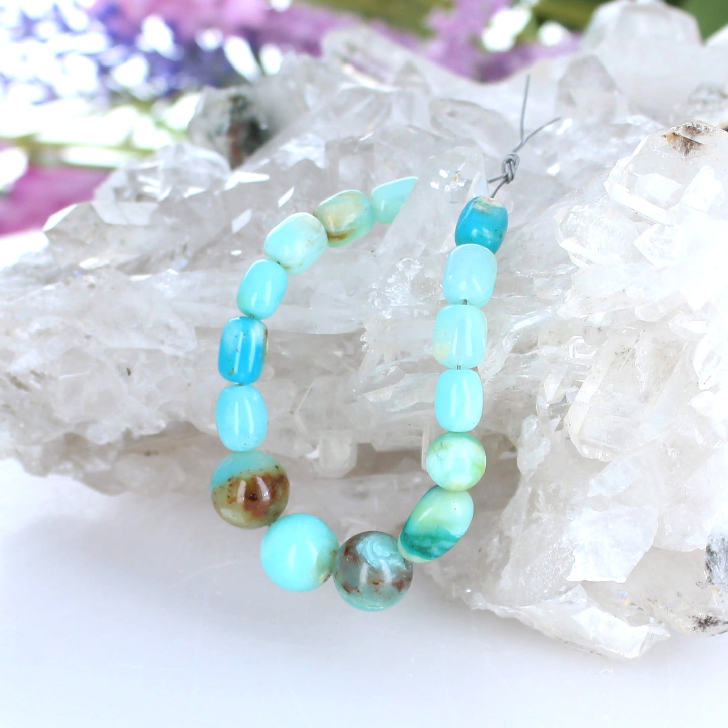 Gorgeous PERUVIAN OPAL Beads Ethereal Blue 5x7-10mm 5"