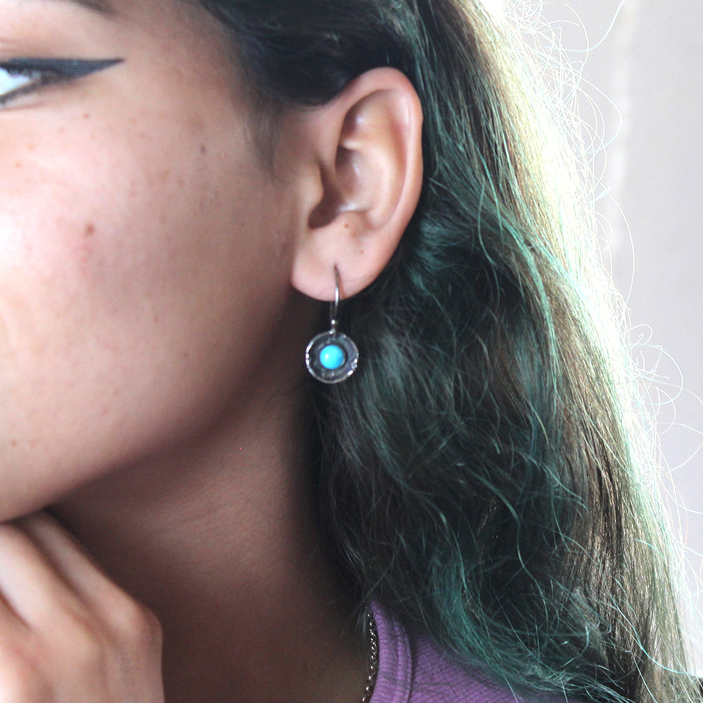 Sonoran Rose Turquoise {Mexican} Southwest Earrings Sterling Dangle -NewWorldGems