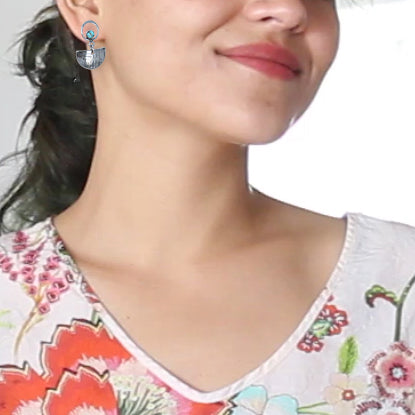 Pretty Little Sterling Sierra Nevada Turquoise Earrings Moons