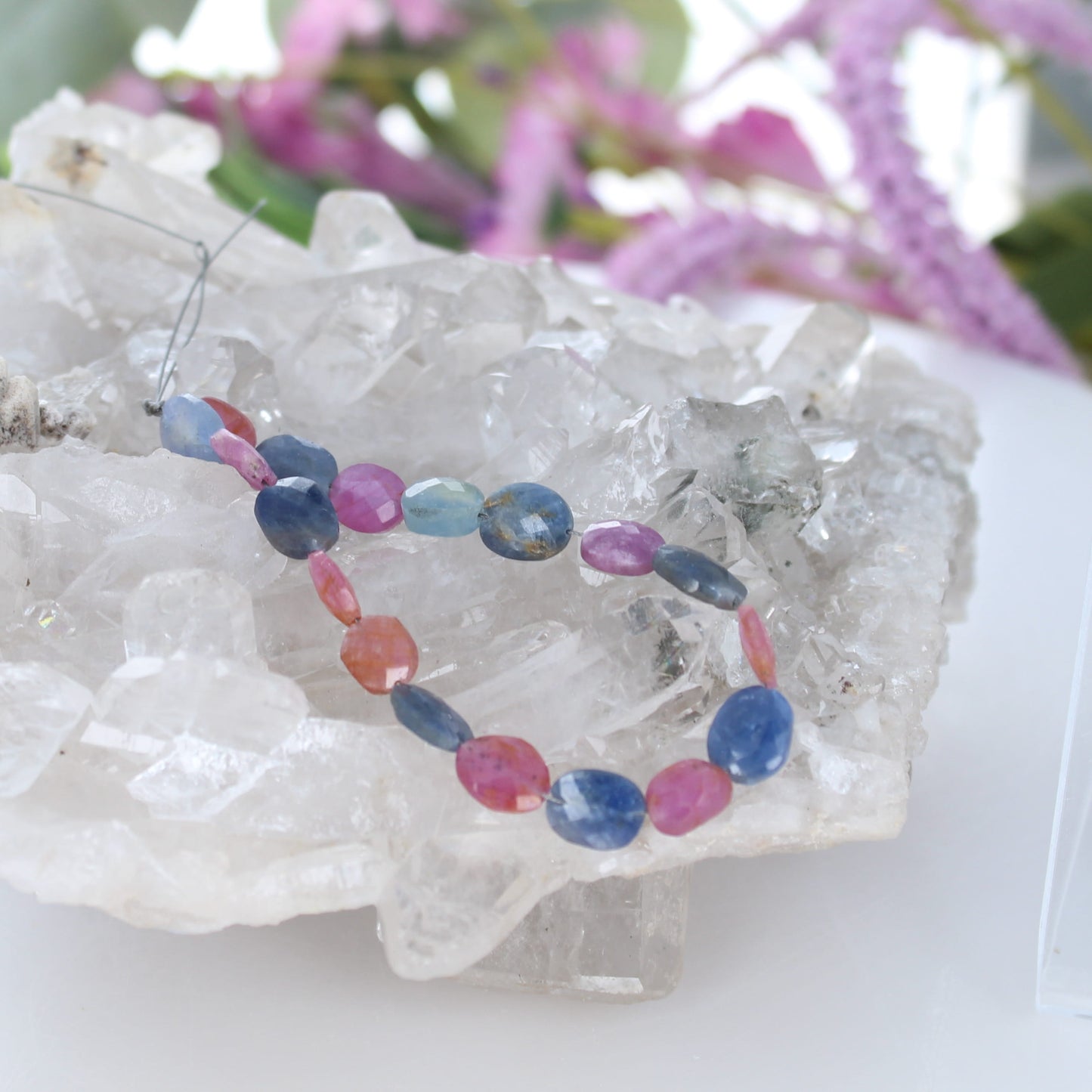 SAPPHIRE BEADS Faceted Multi Color Ovals 6"