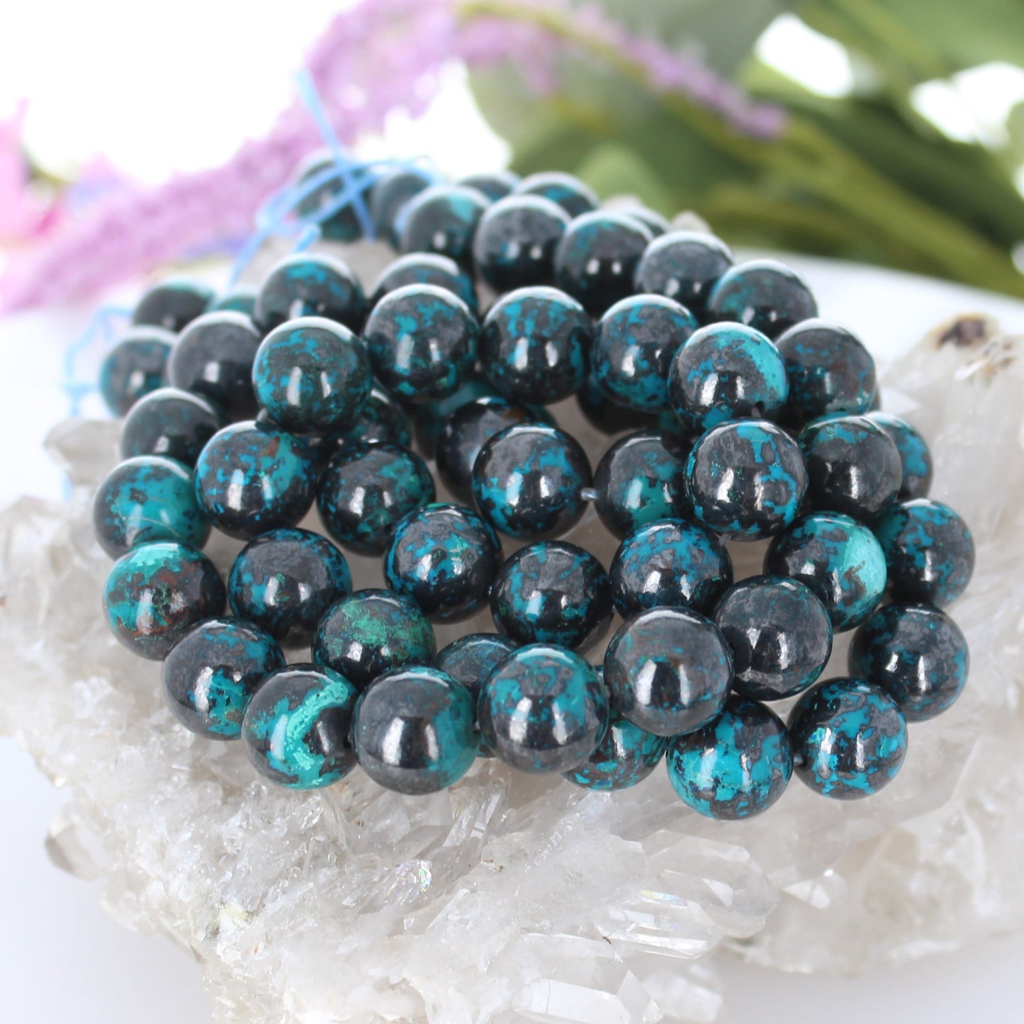 Peacock SHATTUCKITE CHRYSOCOLLA Beads Round 12.5mm 16"