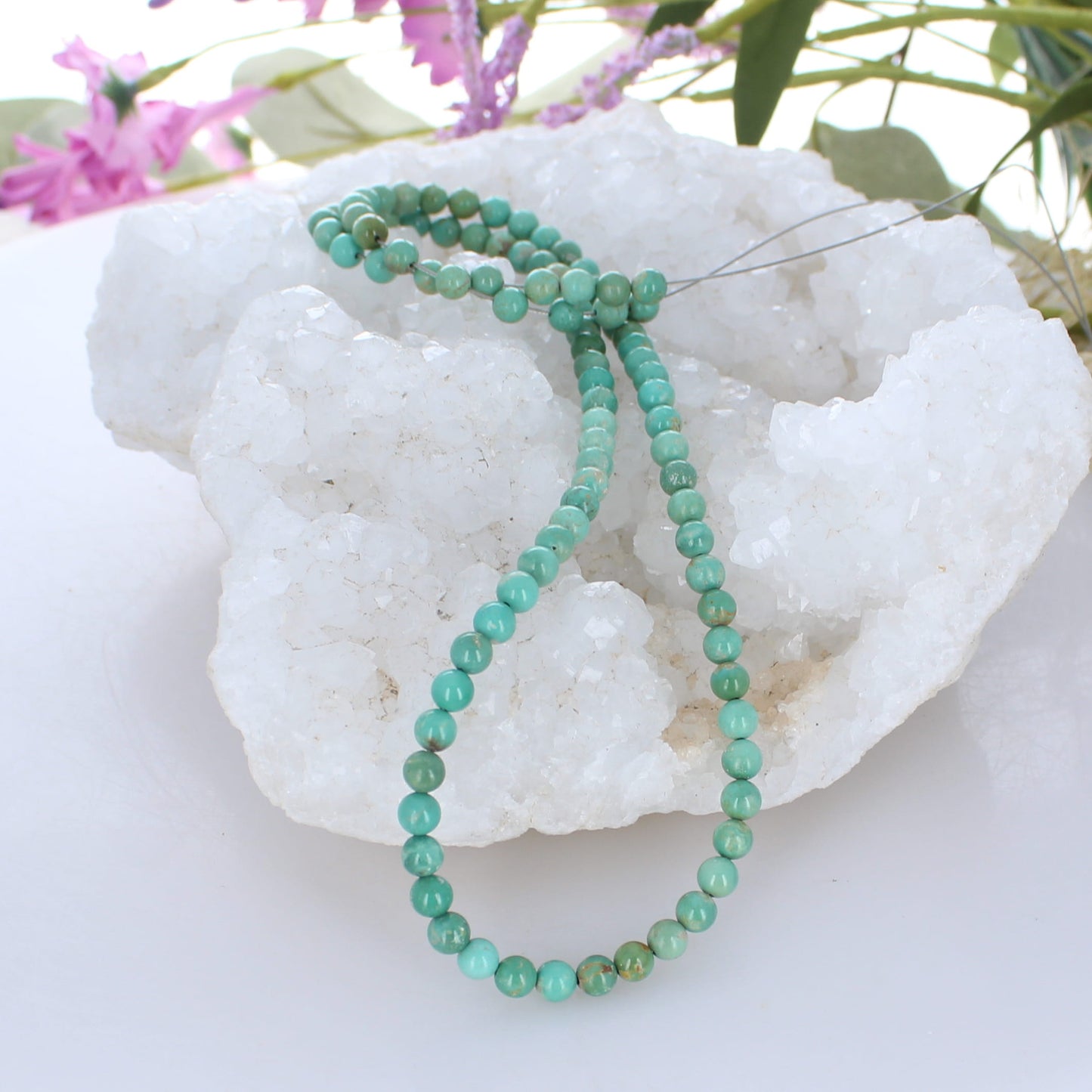 FOX MINE TURQUOISE Beads Round Mint Green 5mm -NewWorldGems