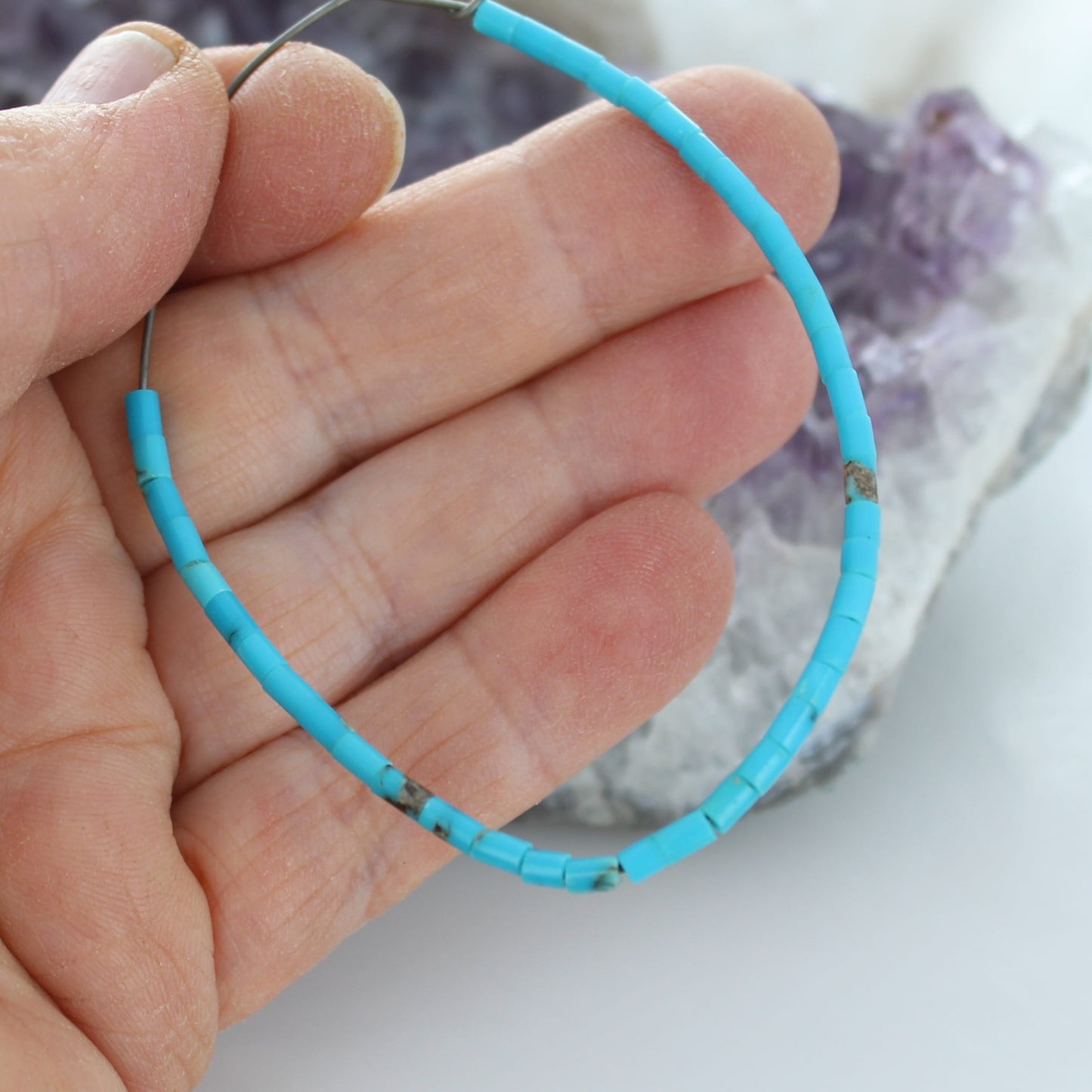 Genuine SLEEPING BEAUTY Turquoise Heshi Beads 2.8x4mm 5.75"
