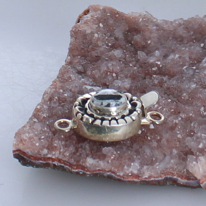 White Buffalo Clasp Sterling 8x10mm Moon Lotus Petals Sterling -NewWorldGems