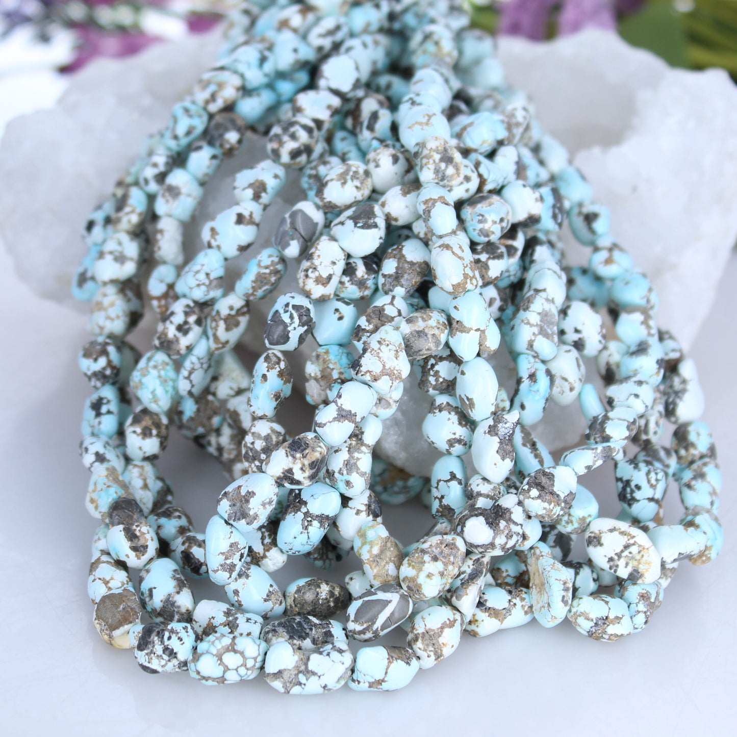 LONE MOUNTAIN Turquoise Beads 9x11mm Rocky Potato Shape 16"