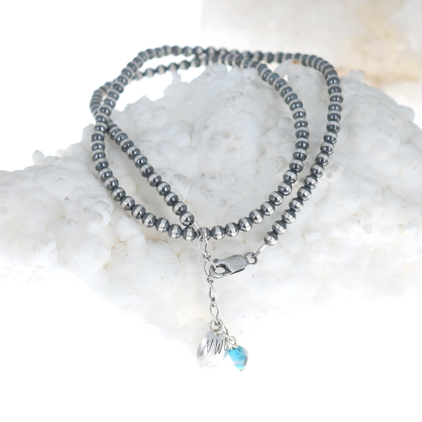 Sterling Silver Navajo Pearls Necklace Round Shaped