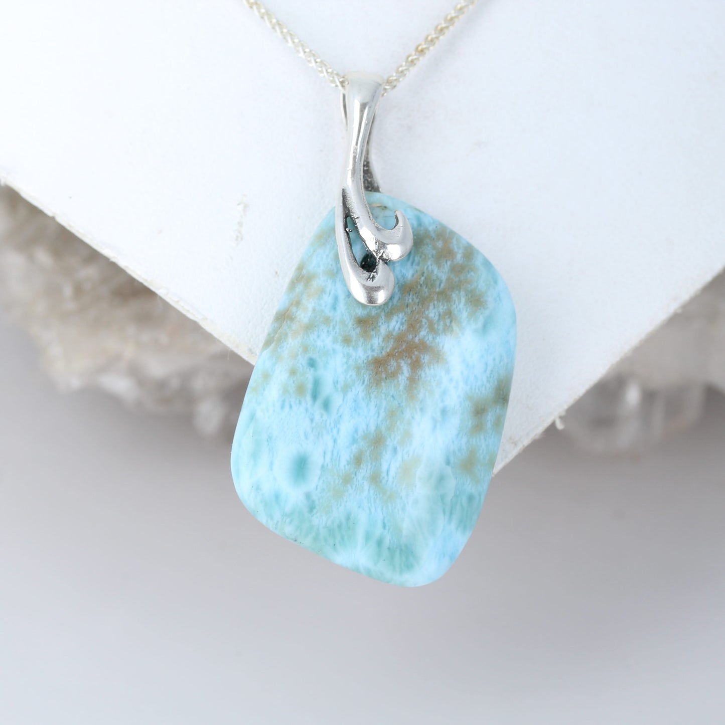 LARIMAR PENDANT Large Free Form Sterling Silver