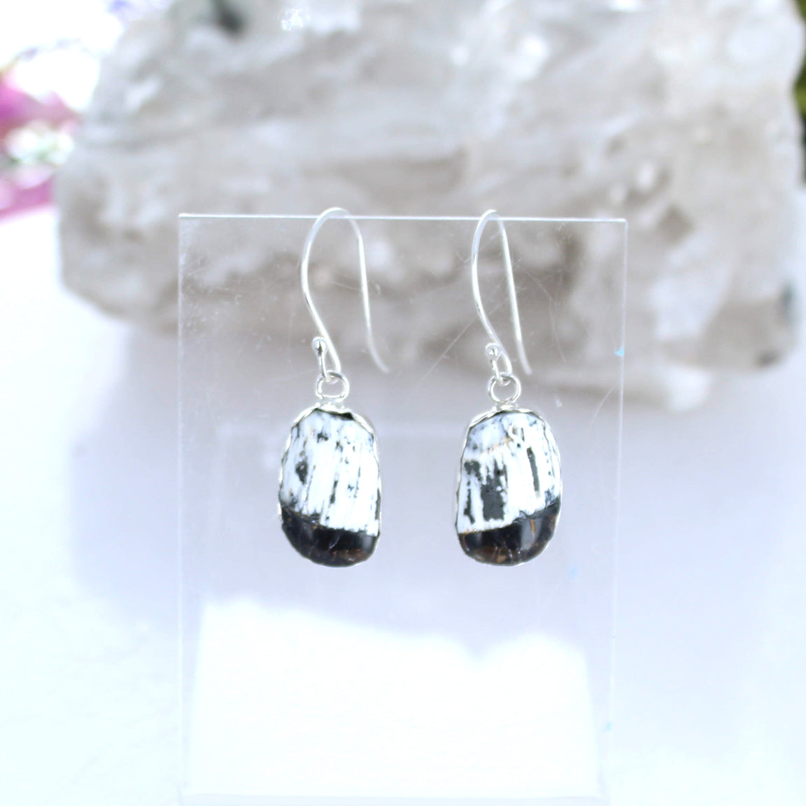 White Buffalo Turquoise Earrings Sterling Drops