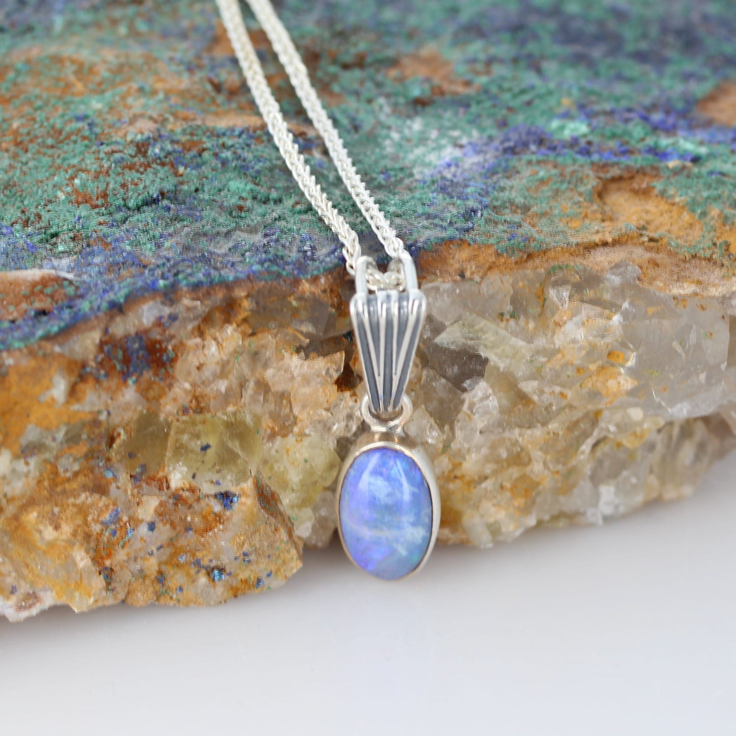 AAA Lightning Ridge OPAL Necklace with Sugilite Sterling