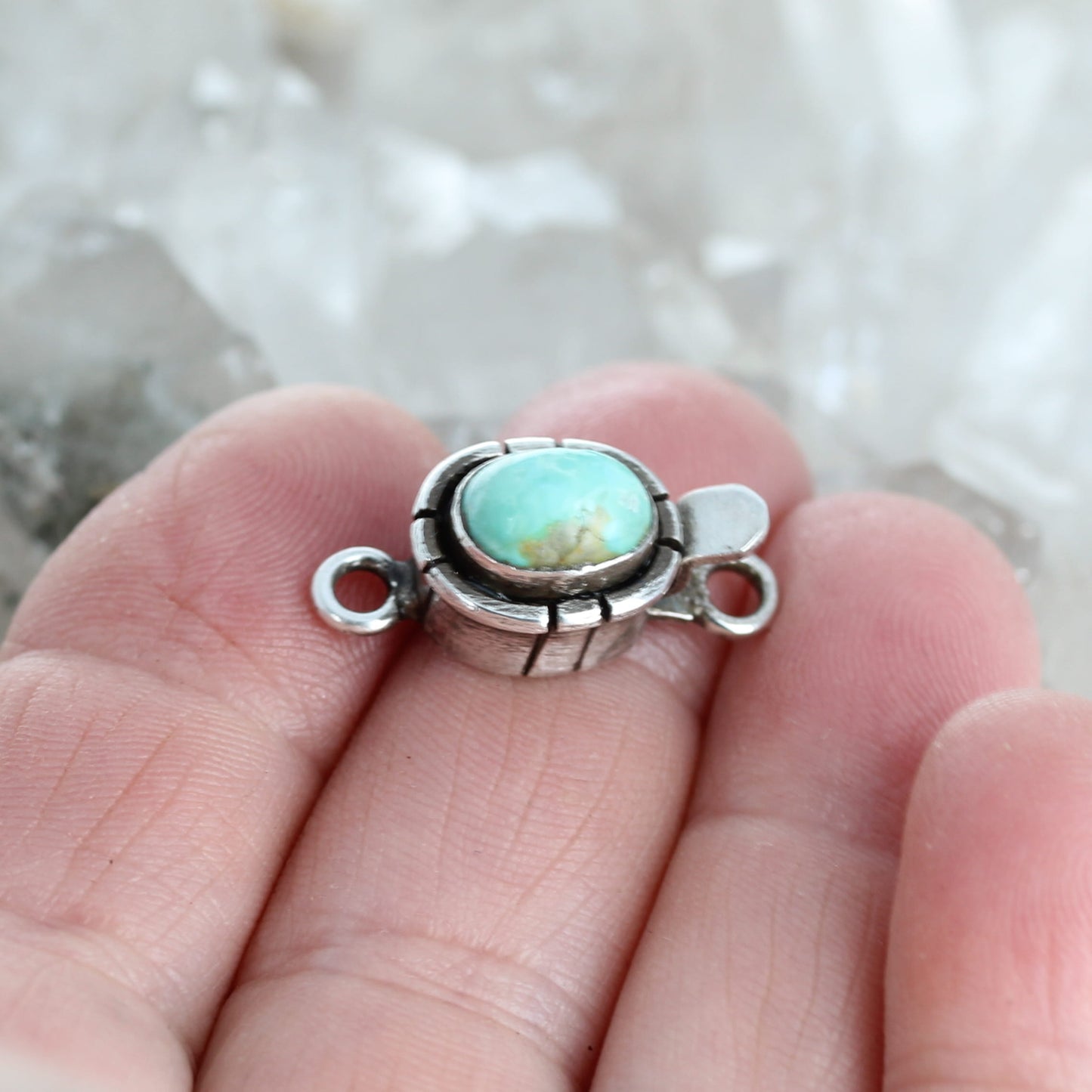 Aqua Sonoran Gold Turquoise Clasp Sterling Southwestern Style