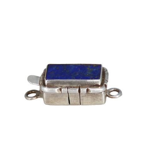 Lapis Clasp Bar Shaped Southwest Style Sterling 16X8.5mm -NewWorldGems