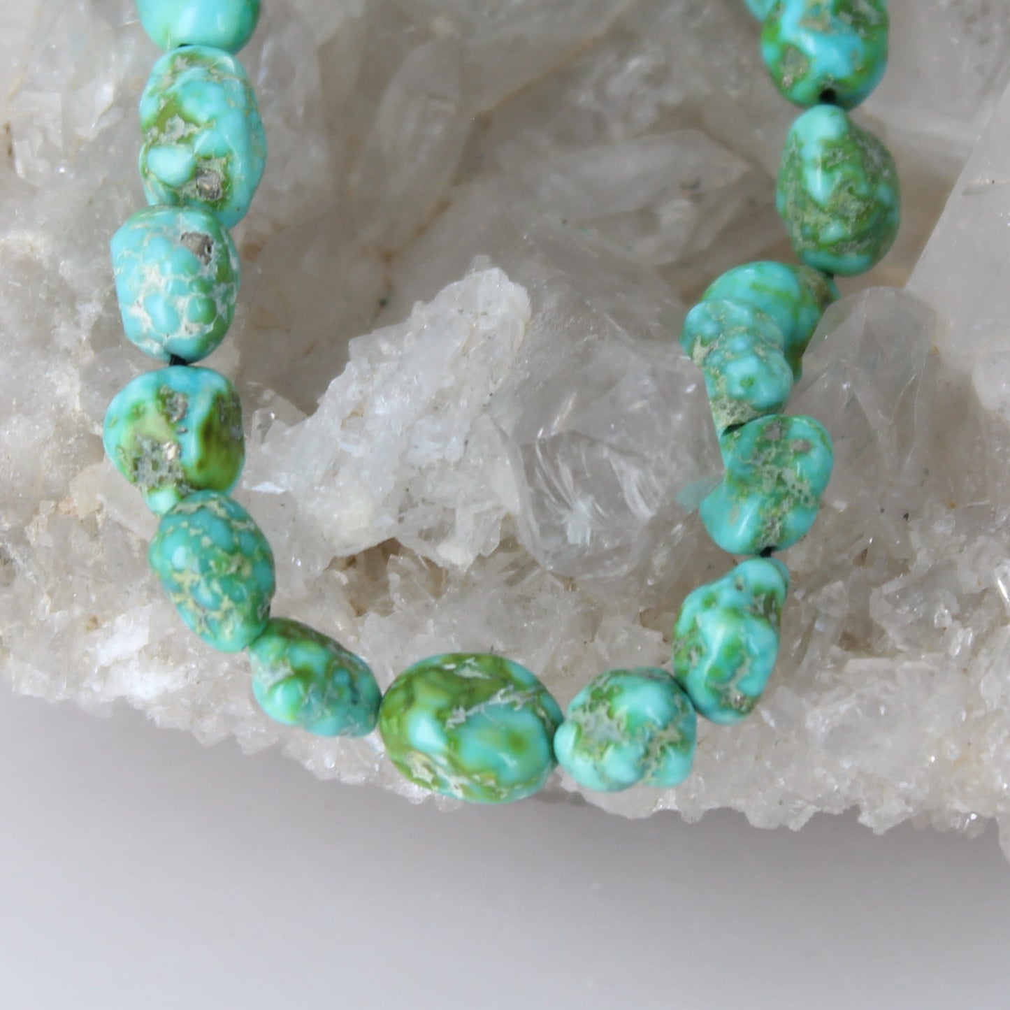 Goirgeous Sonoran Gold Turquoise Beads Blue and Lime 8"