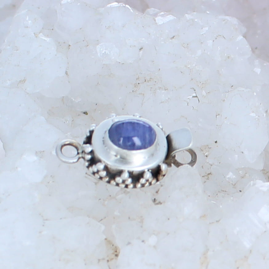 Gorgeous Genuine Blue Tanzanite Clasp Oval Sterling Granulated -NewWorldGems