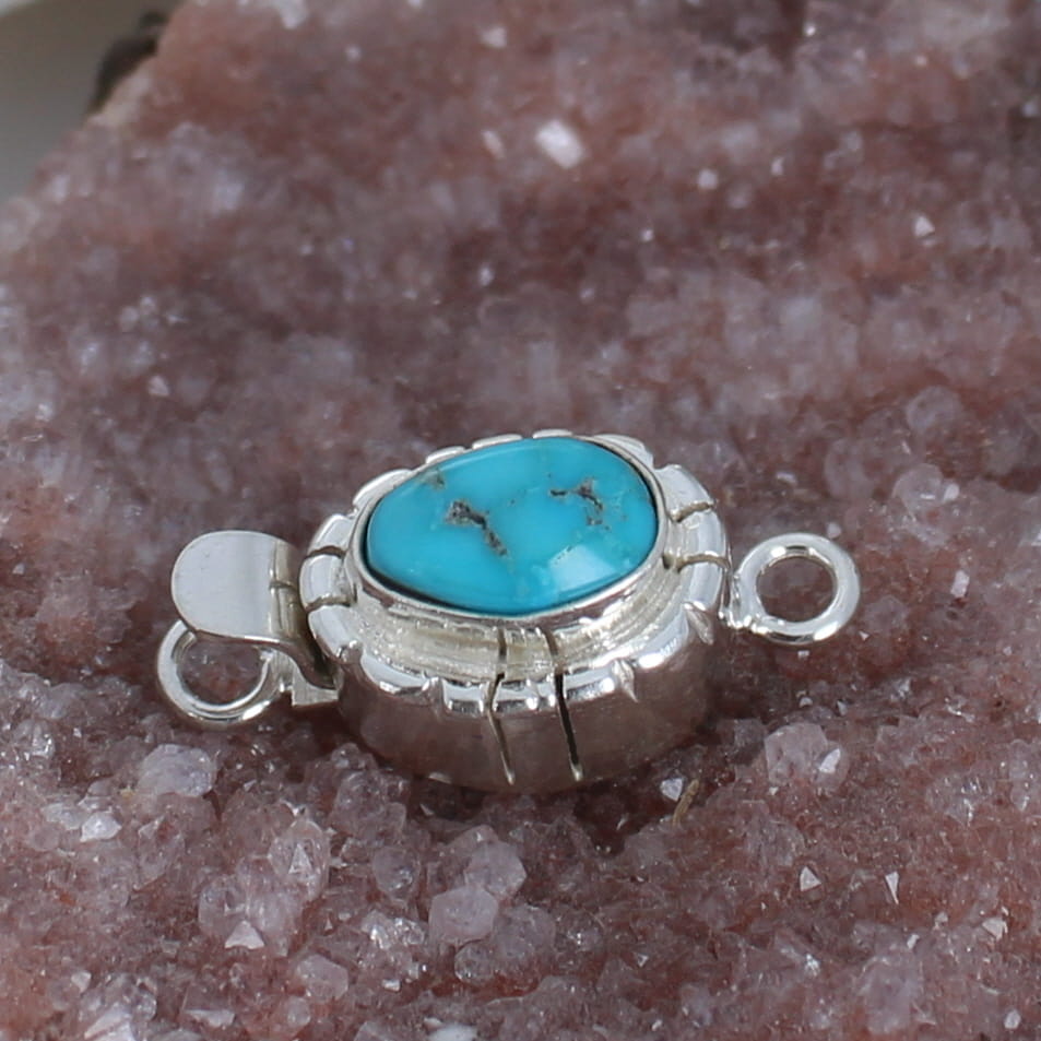KINGMAN TURQUOISE 10x7mm free Form Shape Sterling Clasp -NewWorldGems