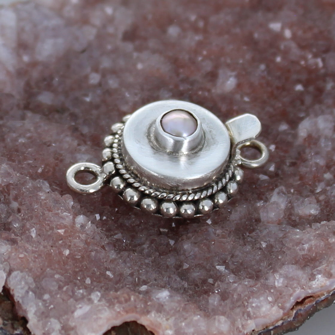 Gorgeous Pearl Sterling Clasp Pink Round 4mm Dot Design -NewWorldGems