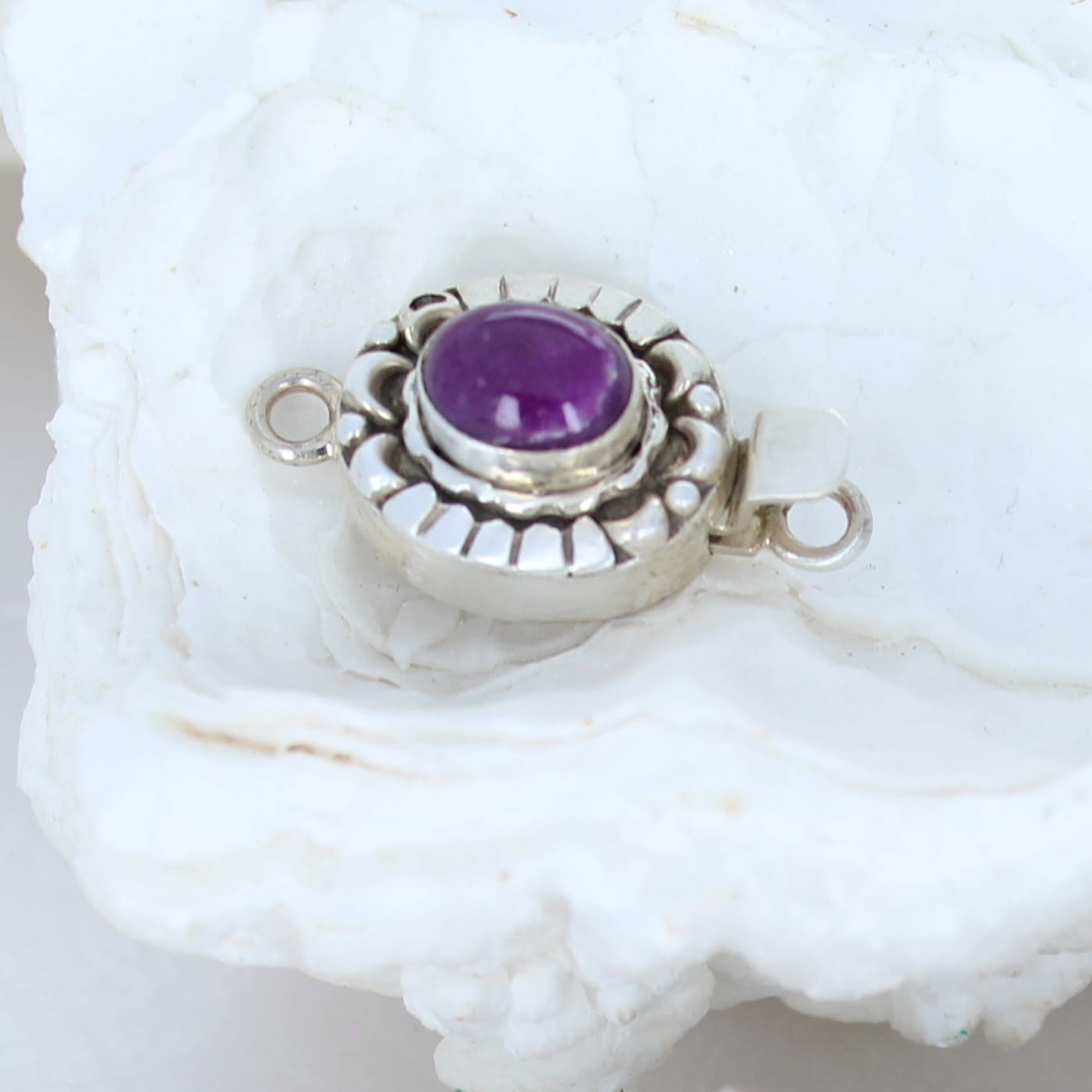 SUGILITE CLASP Sterling Moon Petal Design 10.5x8.8mm ORCHID Purple -NewWorldGems