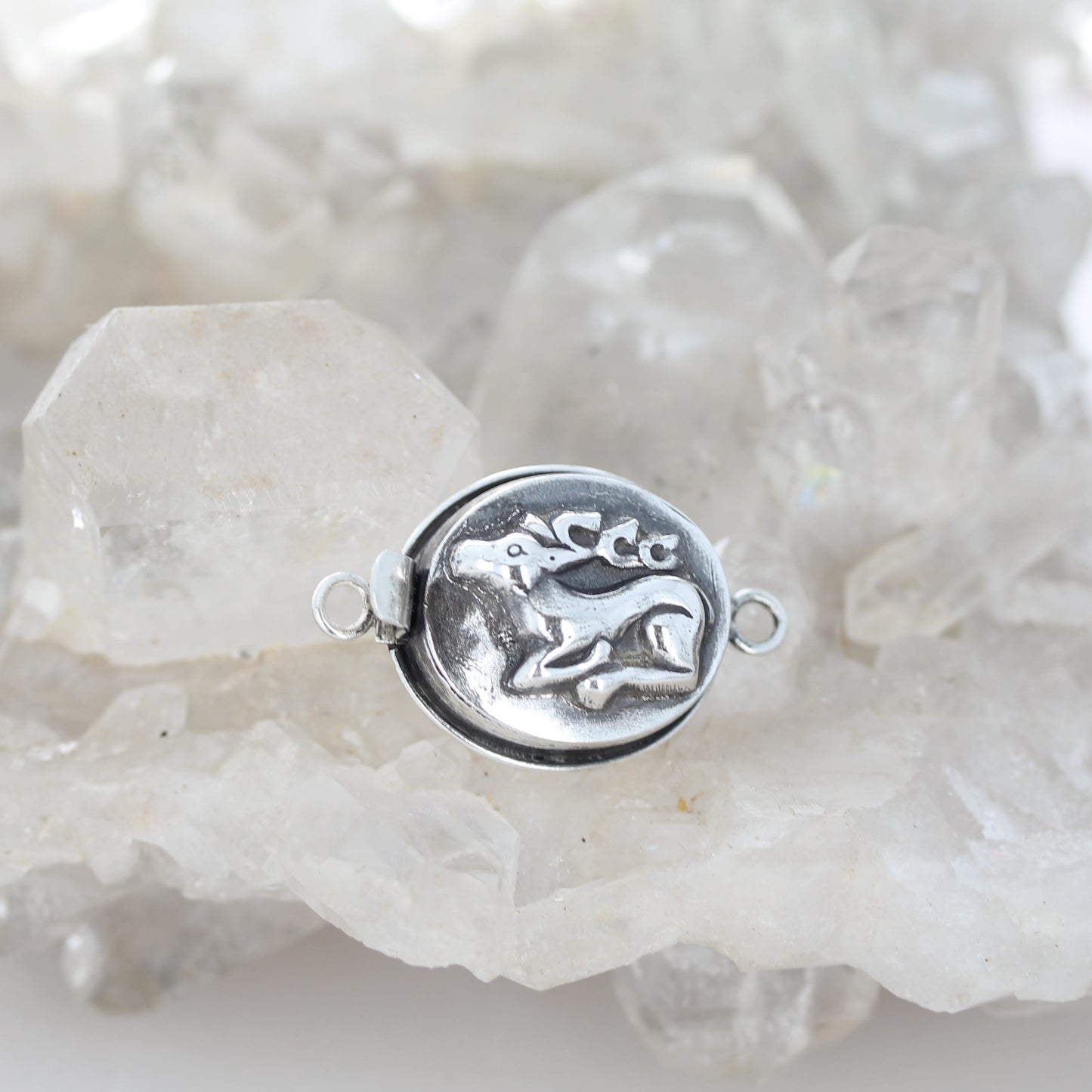 Gorgeous Sculpted Deer Clasp Sterling Silver 30x22mm