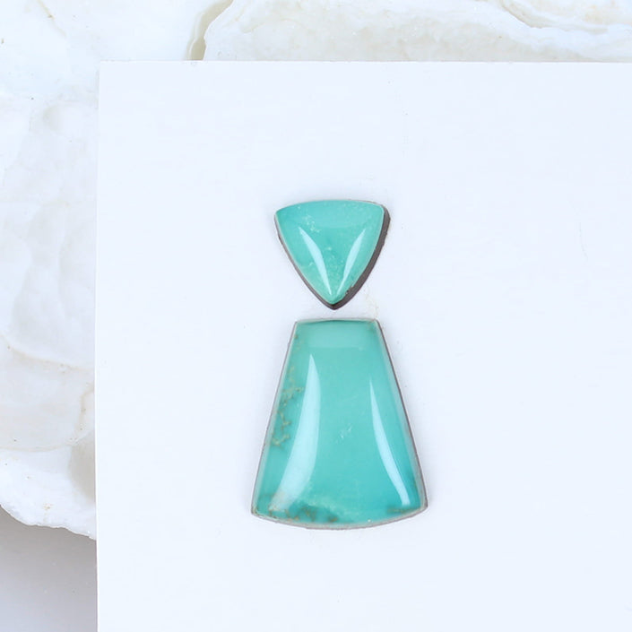 CARICO LAKE TURQUOISE Cabochon Large Shield Shape Set of 2 -NewWorldGems