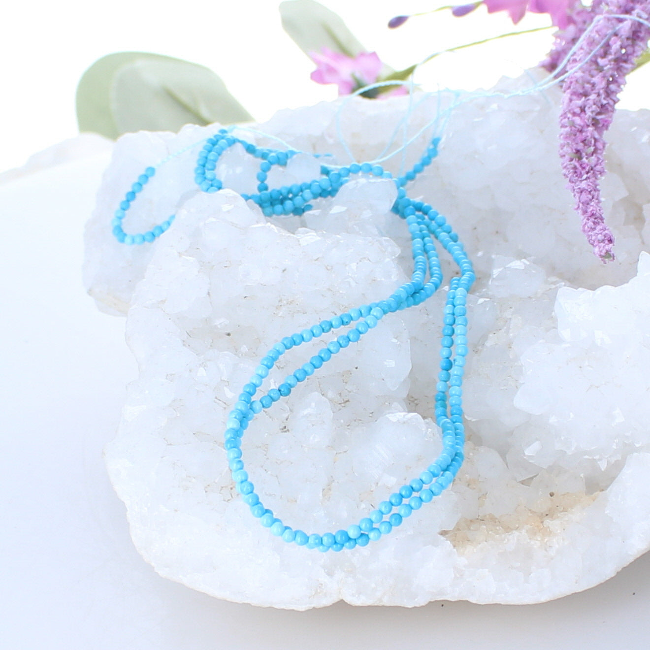 AAA SLEEPING BEAUTY Turquoise Beads Round 2.2mm 18" -NewWorldGems