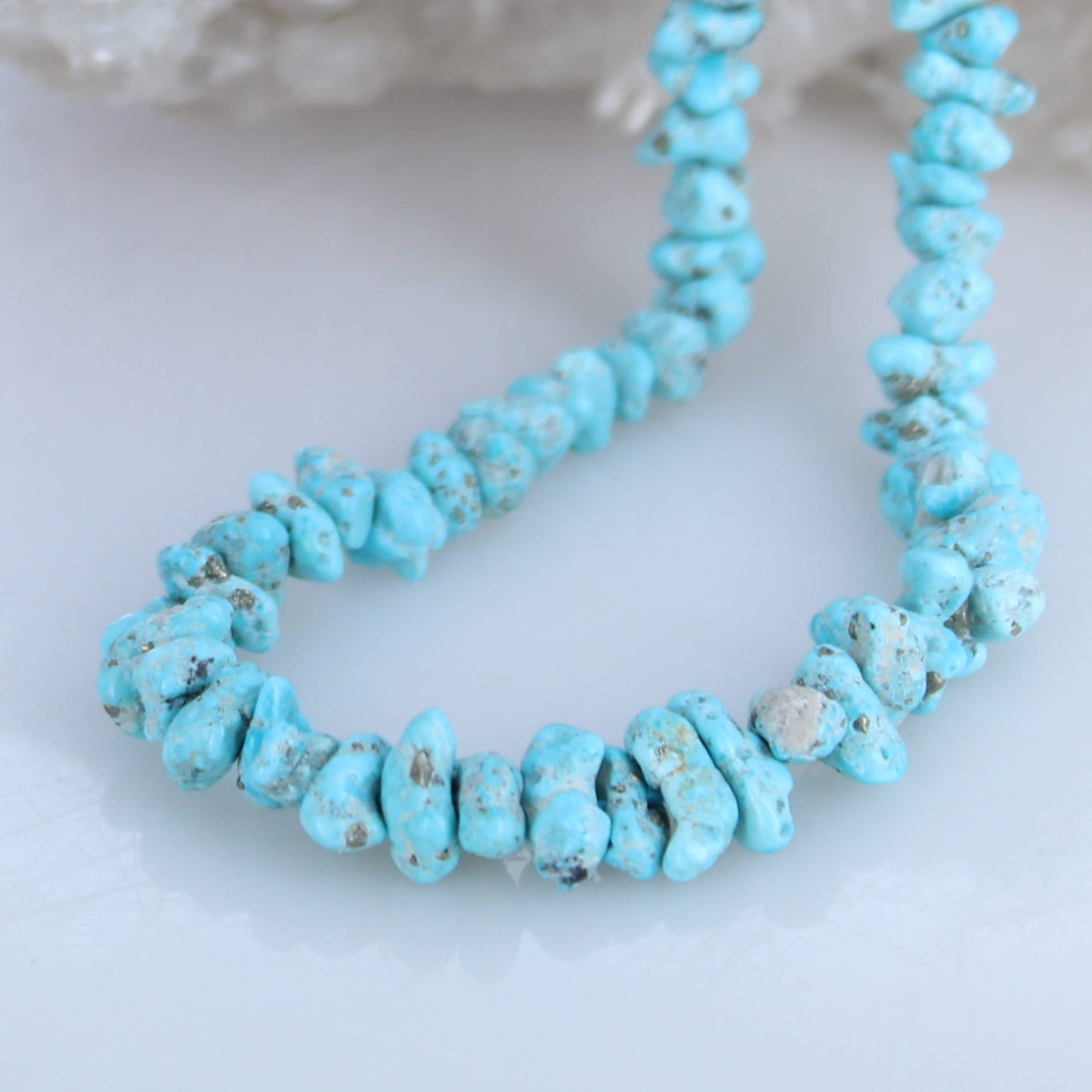 White Creek Turquoise Beads Nuggets 5-8mm With Pyrite