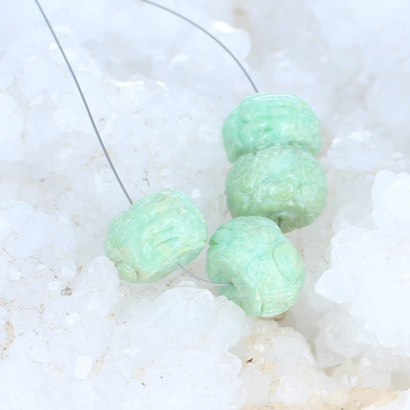 Mint Green Chrysocolla Carved Dragon Beads 4 Pieces -NewWorldGems