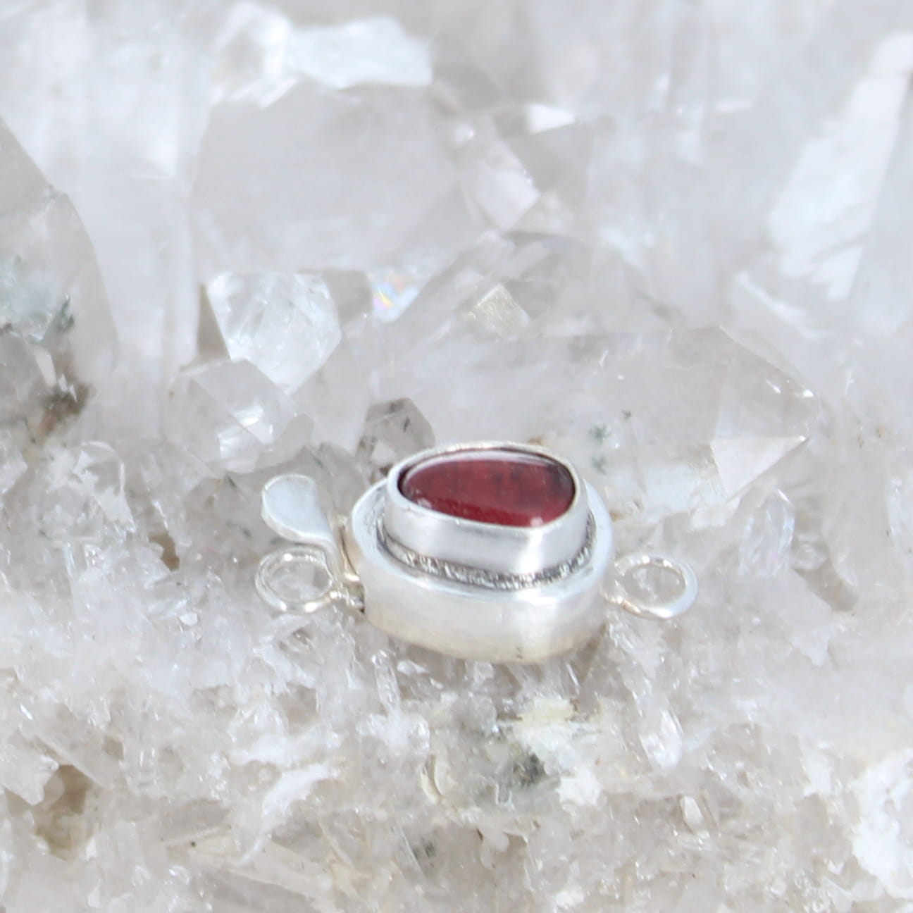 Beautiful Garnet Clasp Sterling Teardrop Shaped 9x5mm