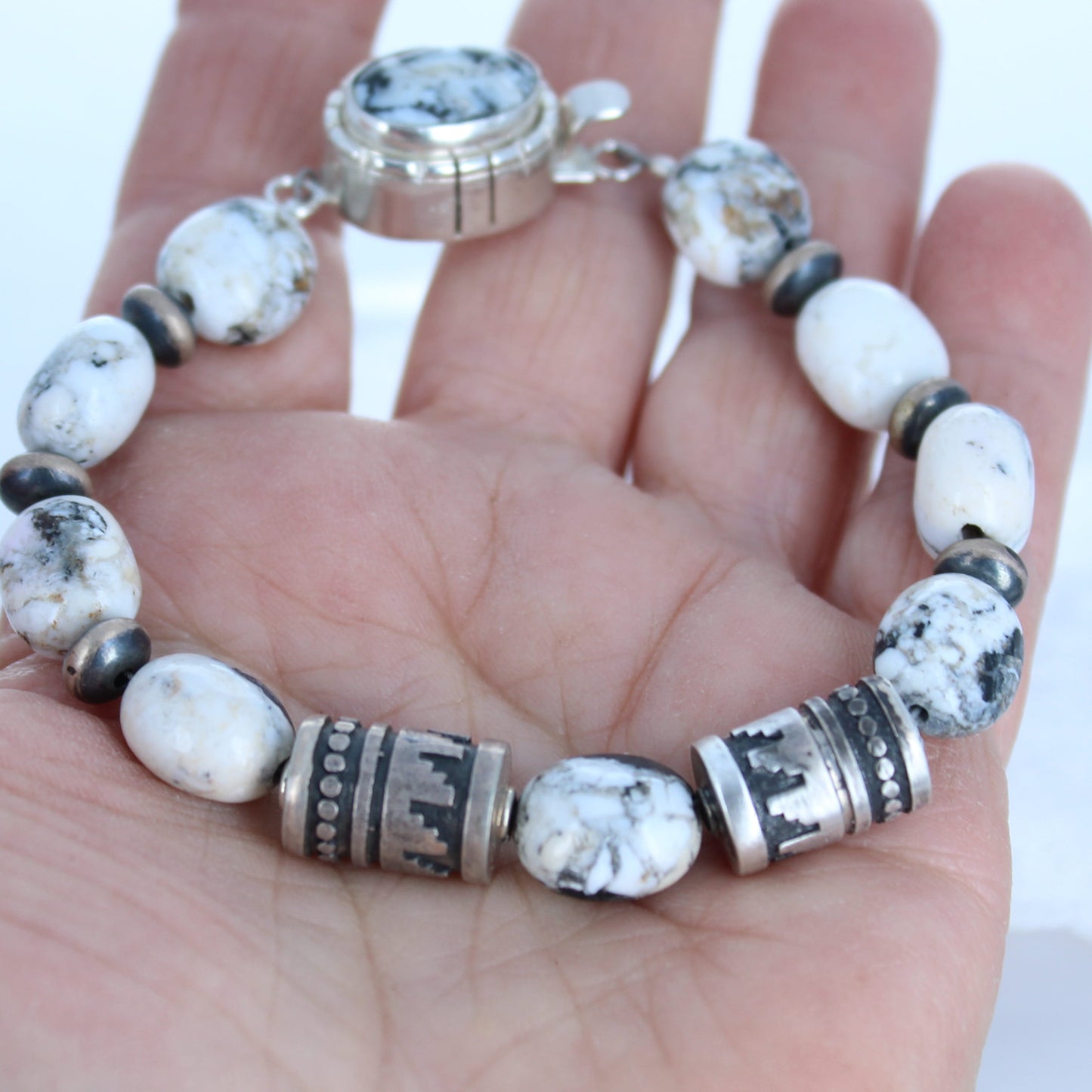 Scared White Buffalo Turquoise Bracelet Southwest Elegance