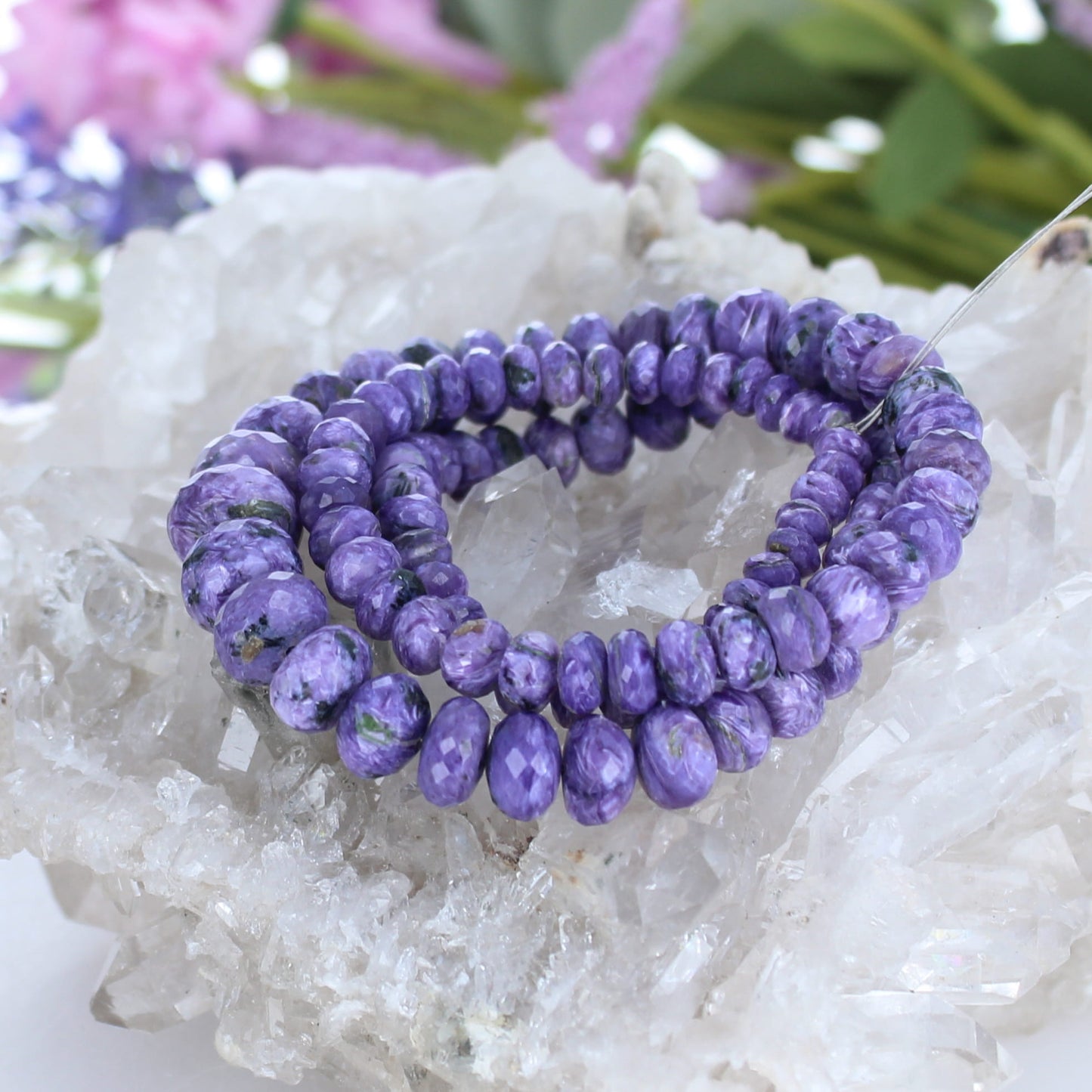 AAA Gem Charoite Beads Faceted Rondelles 5-11.5mm