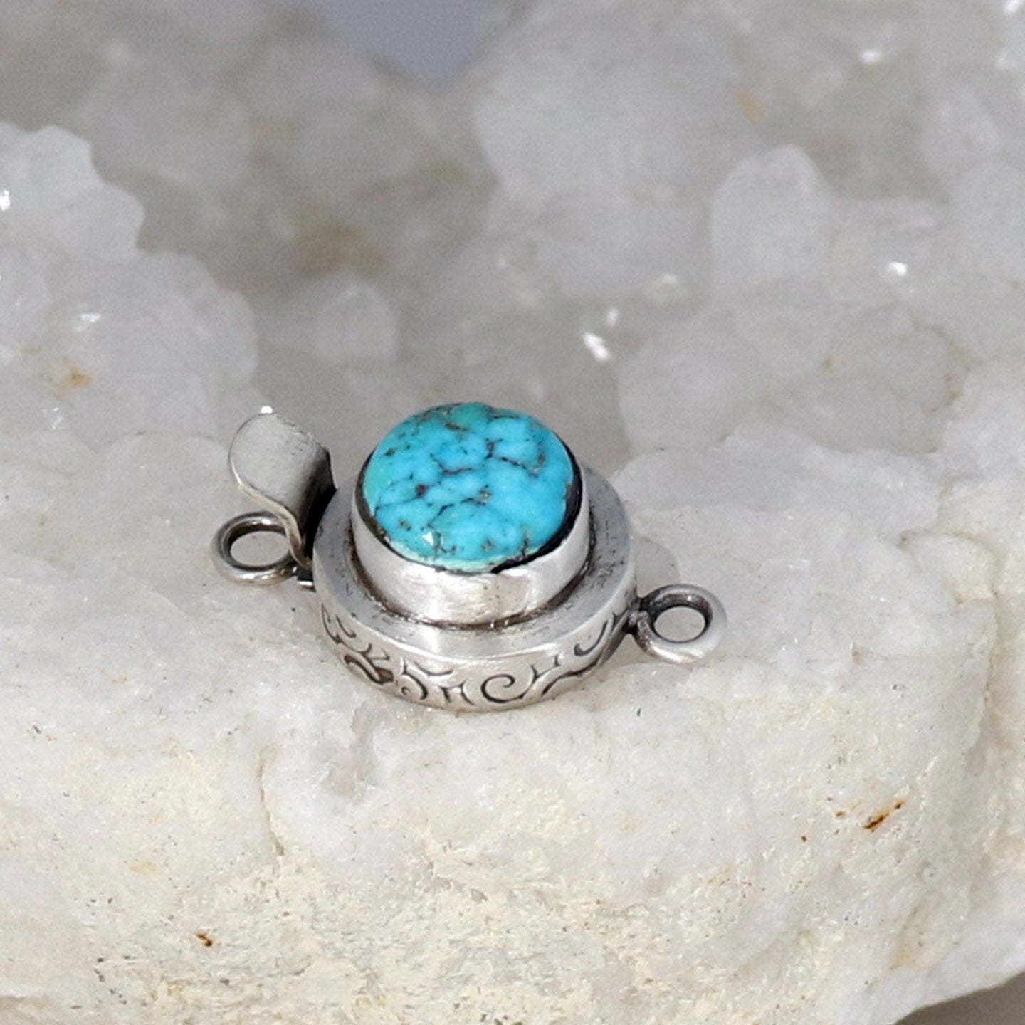Sonoran Blue Jay Turquoise Clasp Blue Sterling Design 10mm -NewWorldGems