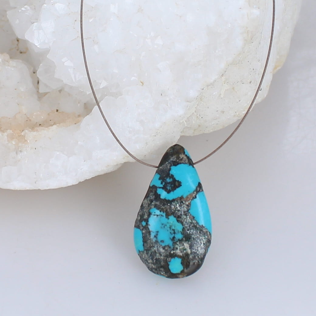 Beautiful Blue TURQUOISE TEARDROP PENDANT 28x16mm -NewWorldGems