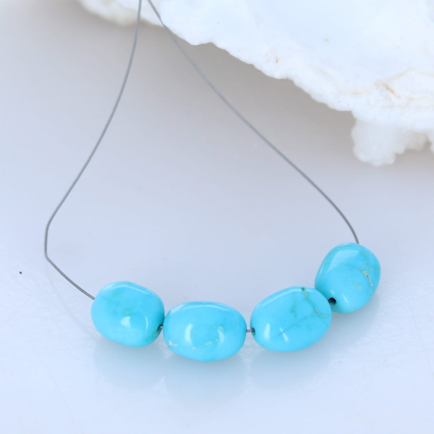 Sleeping Beauty Turquoise Beads Large Ovals 4 Beads