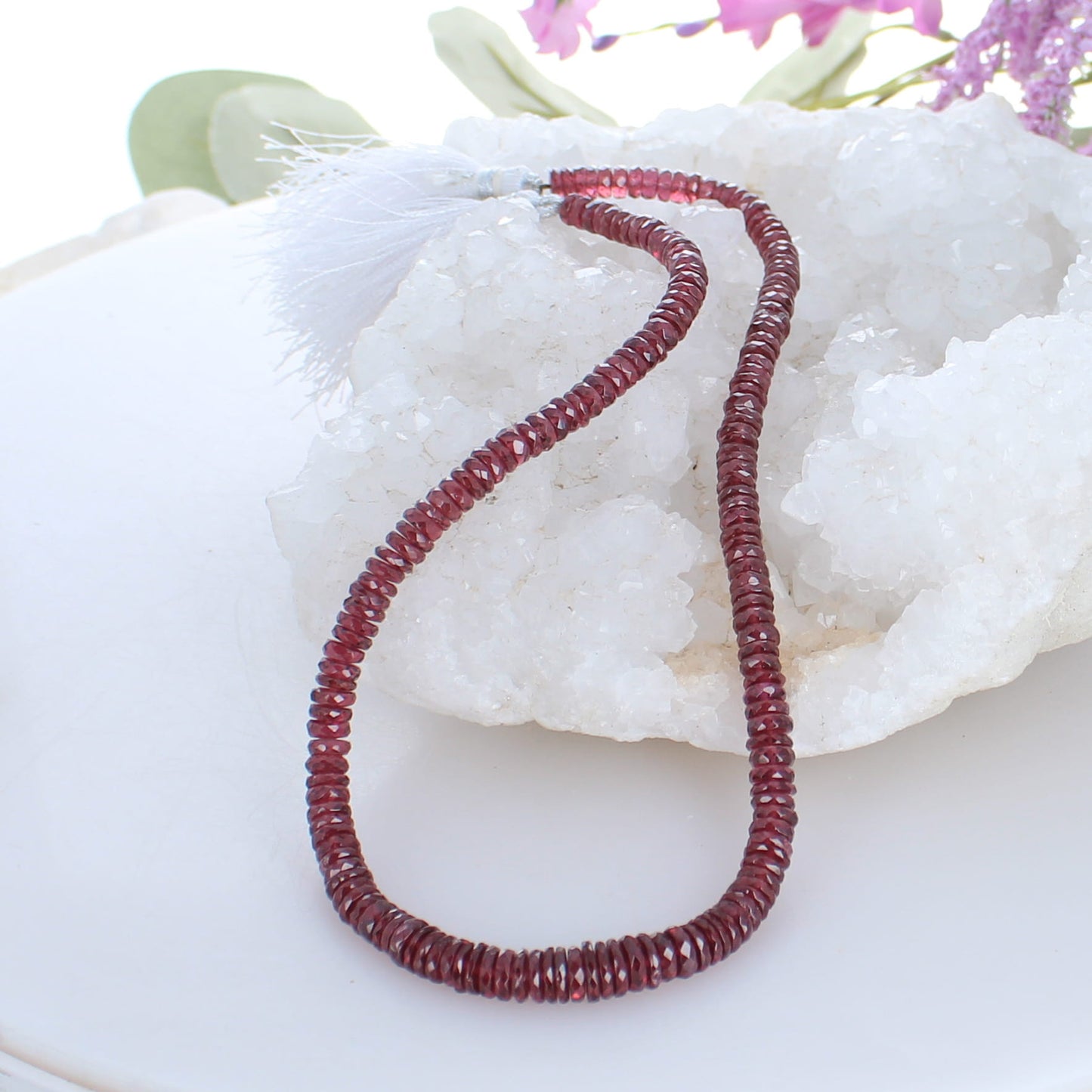 AAA FACETED GARNET Disc Beads 5-7mm 16" -NewWorldGems