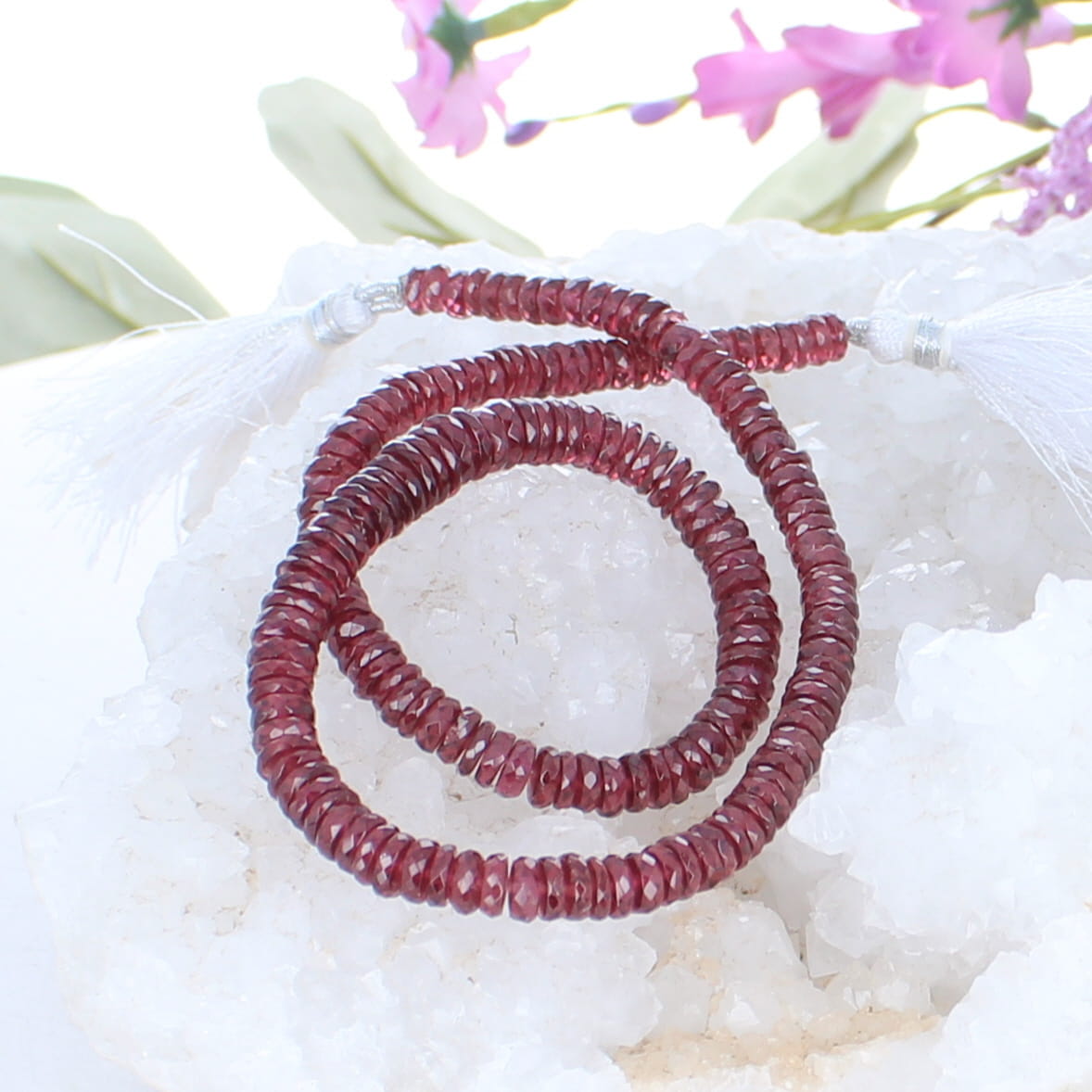 AAA FACETED GARNET Disc Beads 5-7mm 16" -NewWorldGems