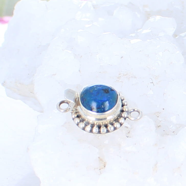 AAA Azurite Clasp Sterling 10mm Semi Round Ball Design -NewWorldGems