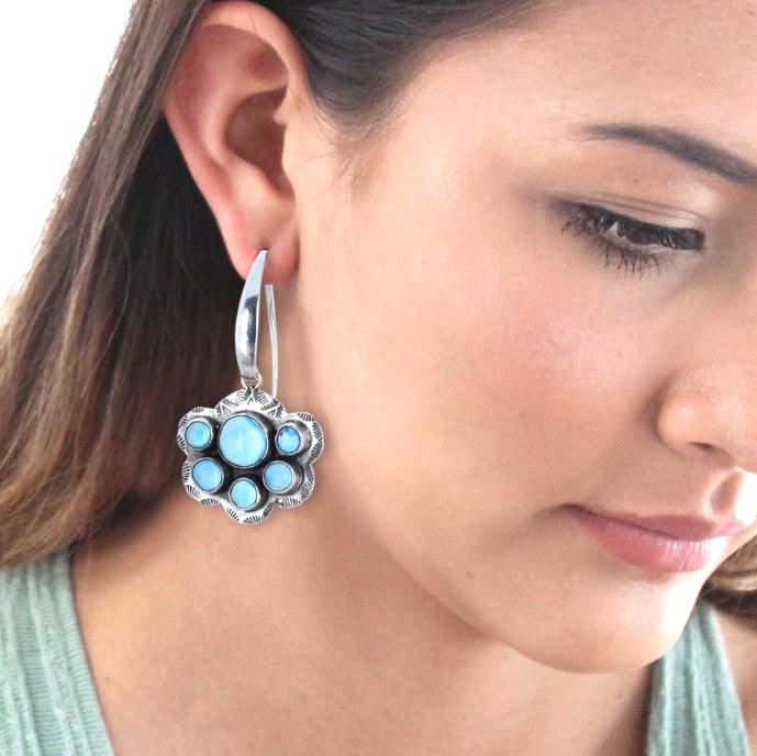 Baby Blue Kazkhastan Turquoise Butterfly Earrings Sterling Silver -NewWorldGems