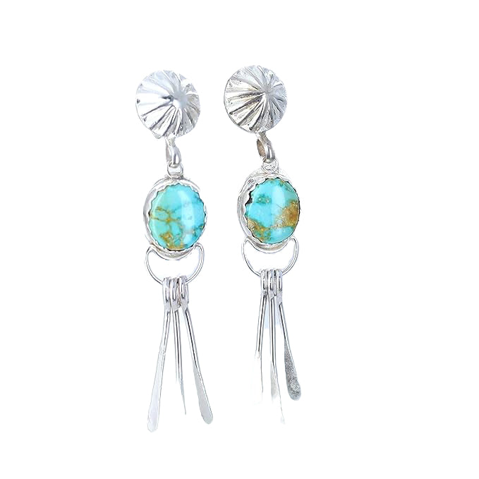 AAA Sonoran Mountain Turquoise Moon Earrings Dangles Southwest Oval Posts