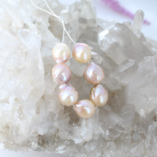 Beautiful Rose Baroque Pearls Set of 7 10x11mm