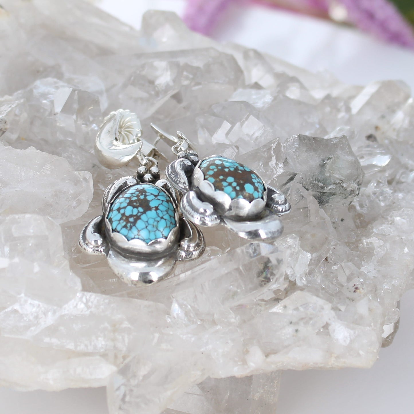 Blue Moon Turquoise Many Moons Earrings Sterling Silver Southwestern Elegance
