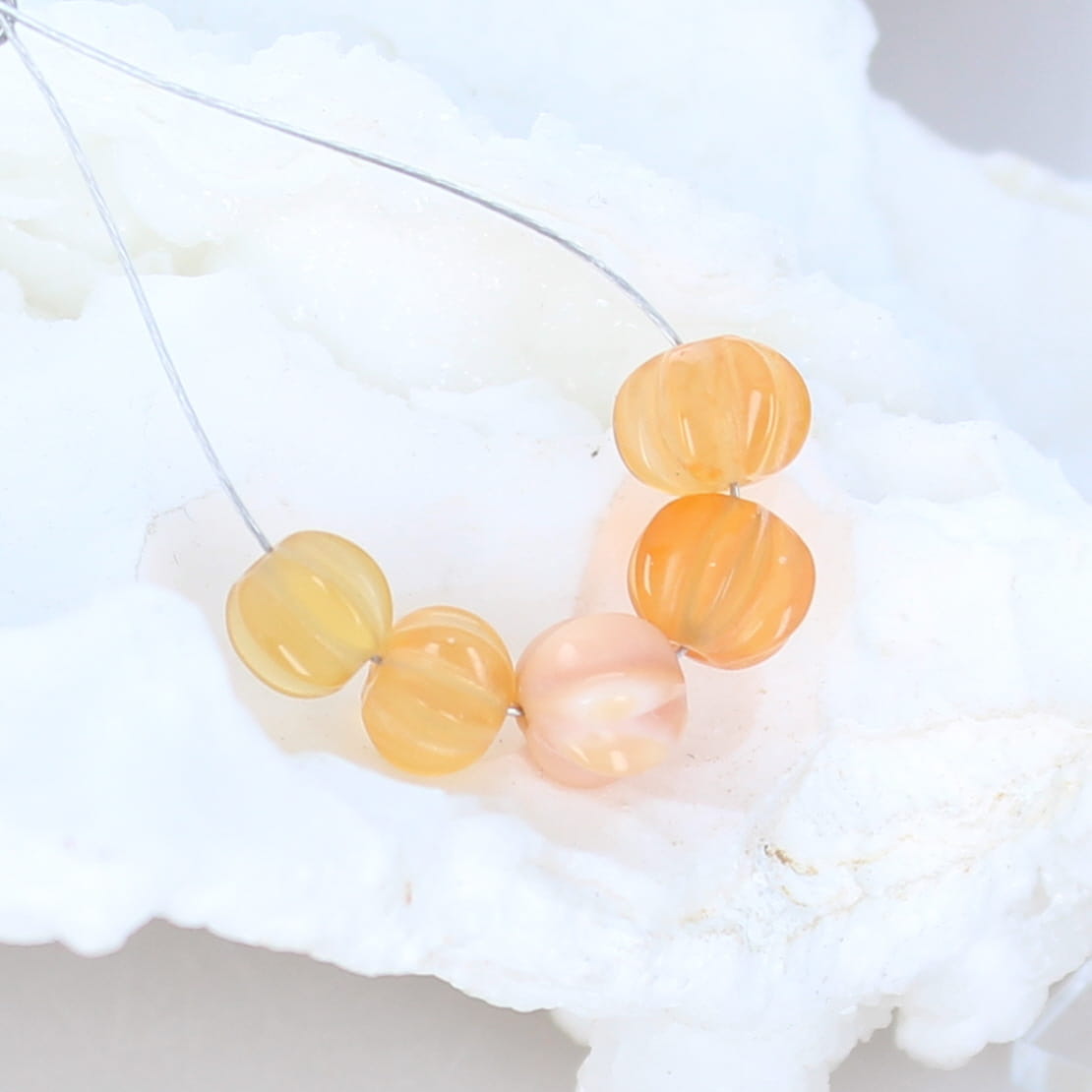 Mexican Opal BEADS CARVED Multi Color Melon Beads 5 Beads -NewWorldGems