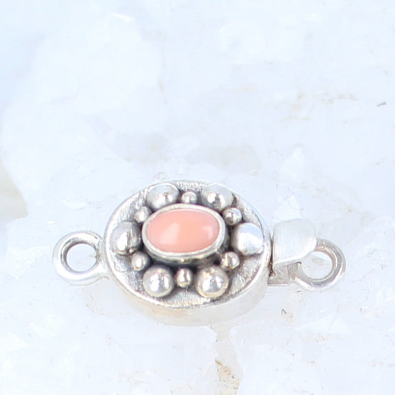 Salmon Coral Clasp Sterling Ball Design 4X6mm -NewWorldGems