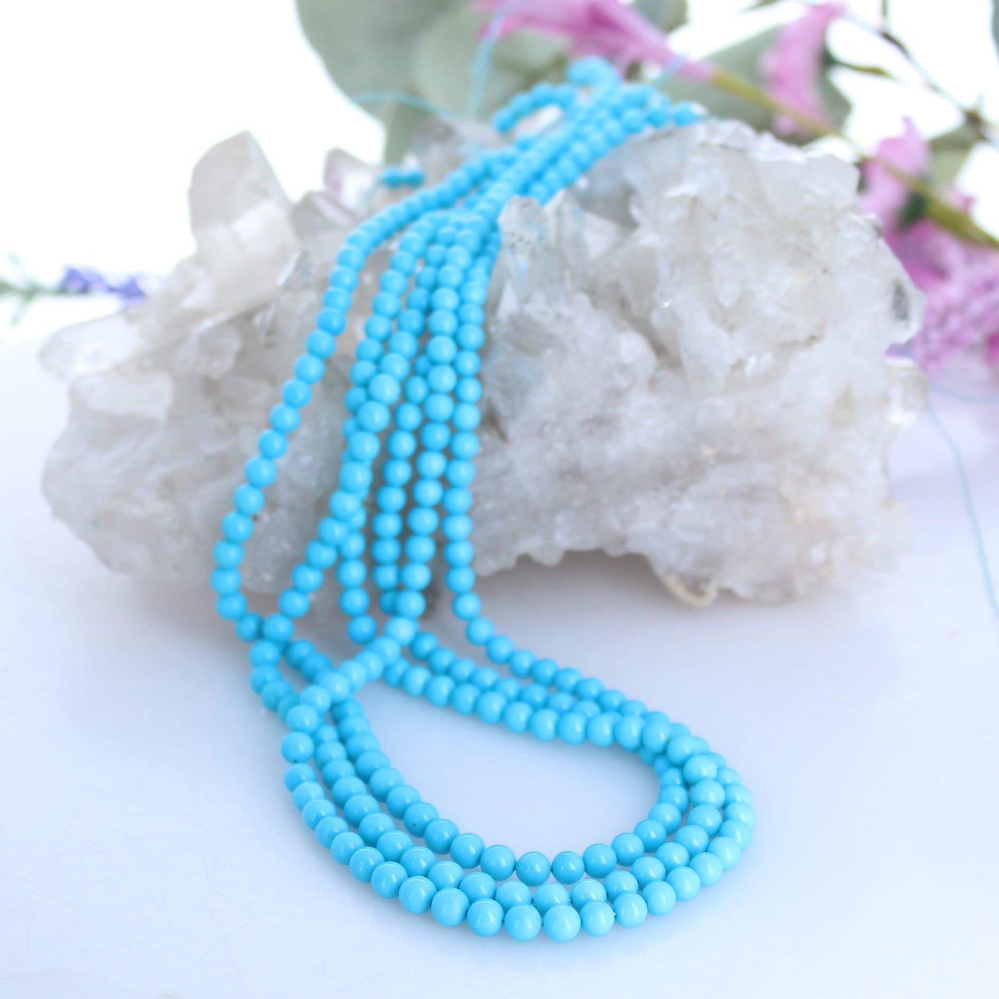 5 STAR SLEEPING Beauty Turquoise Beads Round Graduated 5.5-6.5mm 17"