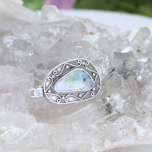Australian Crystal Opal Clasp Sterling Round Large Wire Design