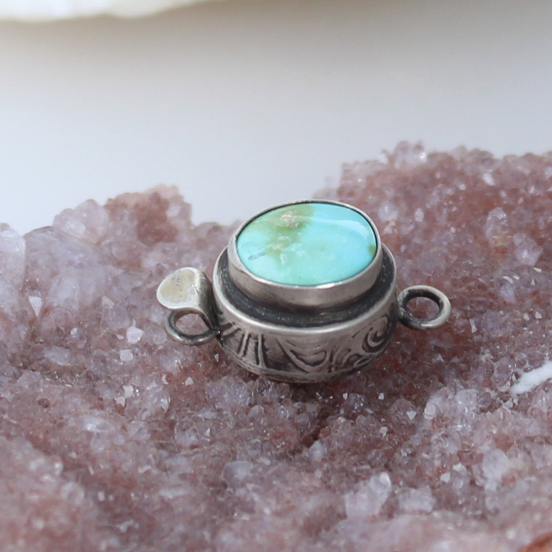 Light Blue Green Sonoran Gold Turquoise Clasp Sterling 12x11mm -NewWorldGems