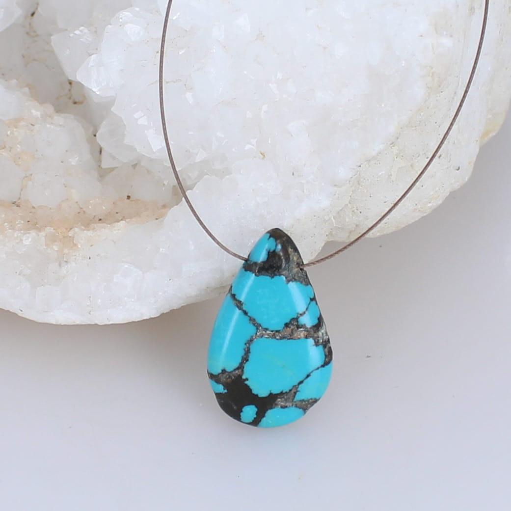 Beautiful Blue TURQUOISE TEARDROP PENDANT 28x16mm -NewWorldGems