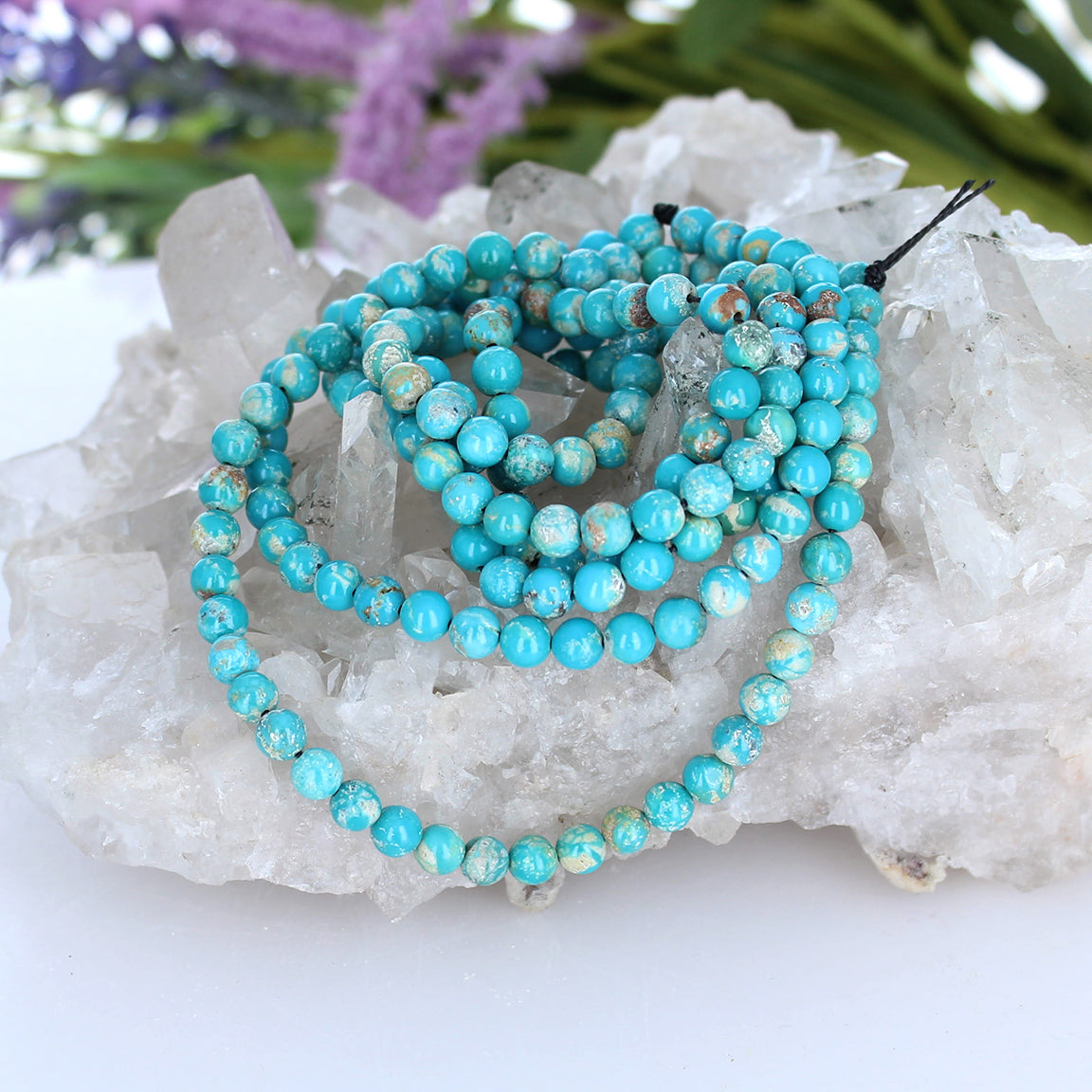 Fox Mine American Turquoise Beads 5.3Mm Round Blue Matrix