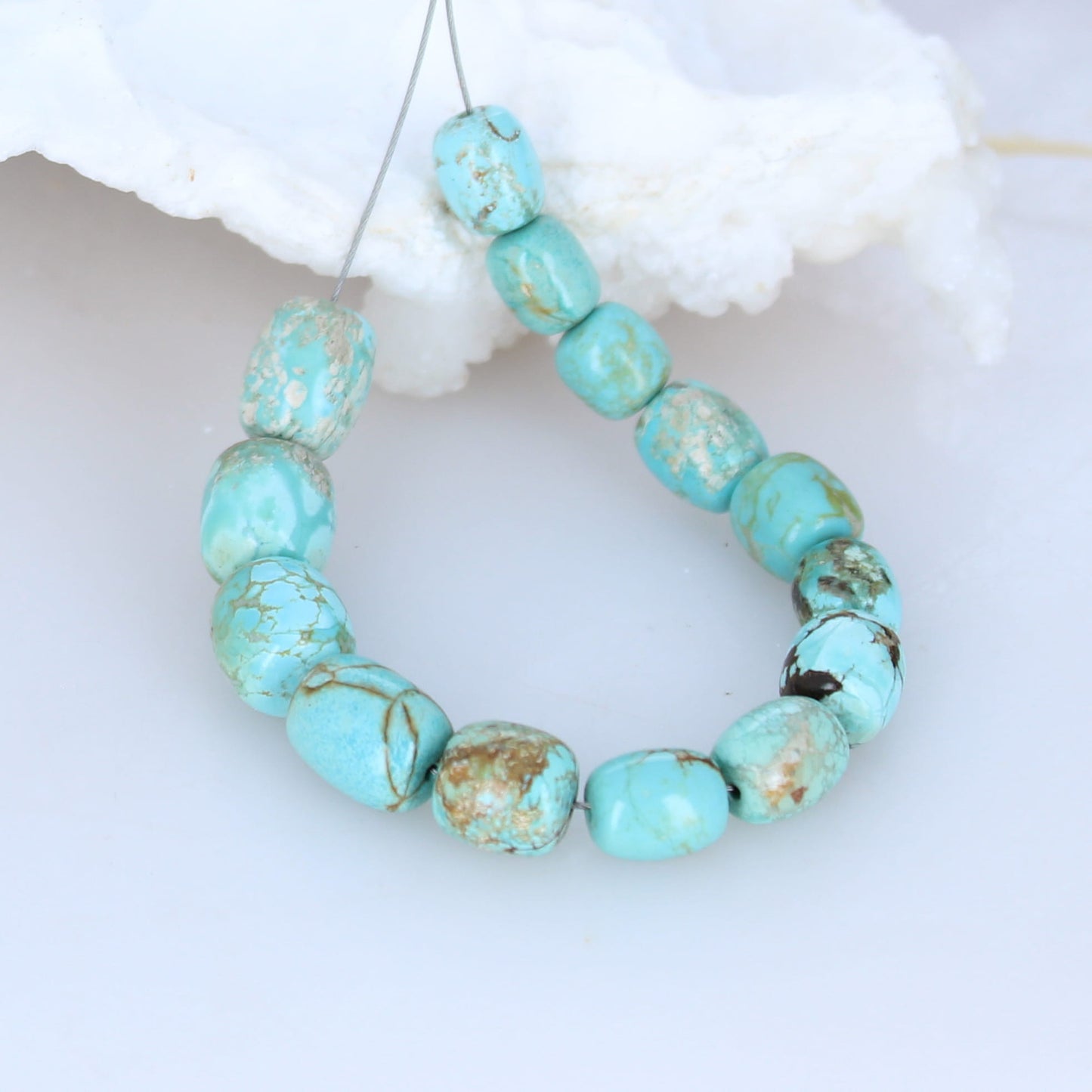 AUSTRALIAN TURQUOISE Graduated Barrel Beads 4.5" -NewWorldGems